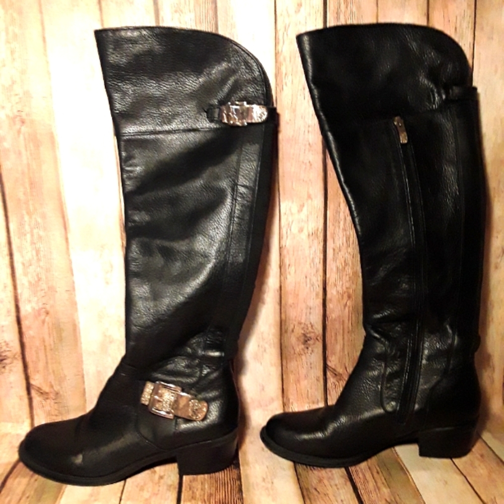 Vince Camuto Tall Black Leather Bocca Boots Size 6.5